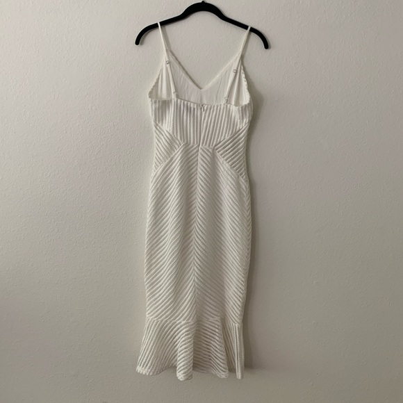 Lulus Your Year White Ribbed Bodycon Trumpet Midi Dress Bridal Rehearsal - Picture 3 of 4